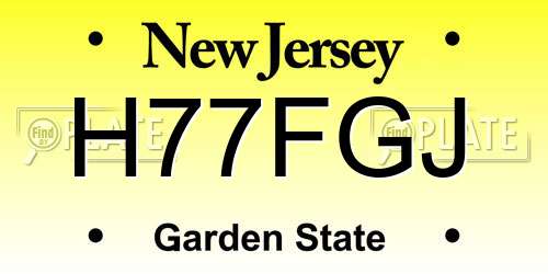 H77FGJ New Jersey License Plate