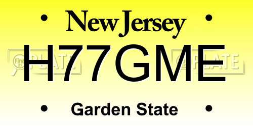 H77GME New Jersey License Plate