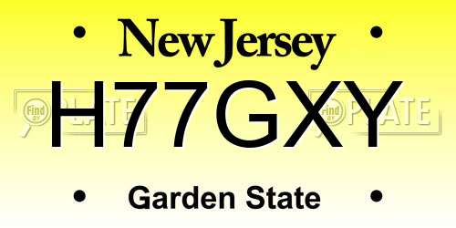 H77GXY New Jersey License Plate