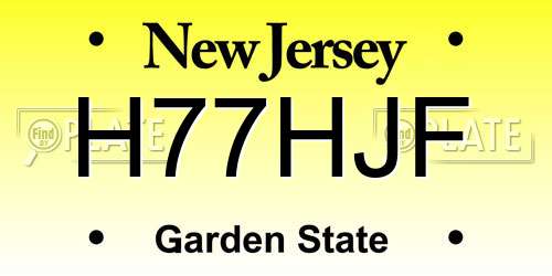 H77HJF New Jersey License Plate