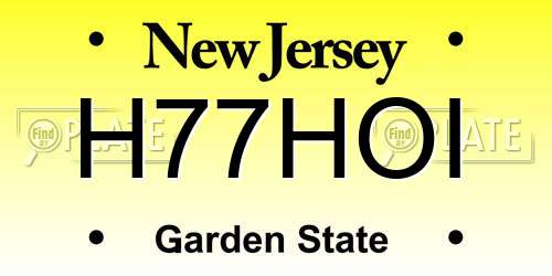 H77HOI New Jersey License Plate
