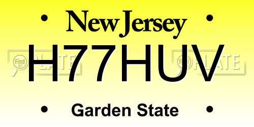 H77HUV New Jersey License Plate