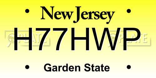 H77HWP New Jersey License Plate