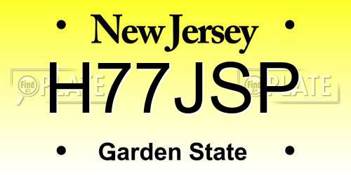 H77JSP New Jersey License Plate