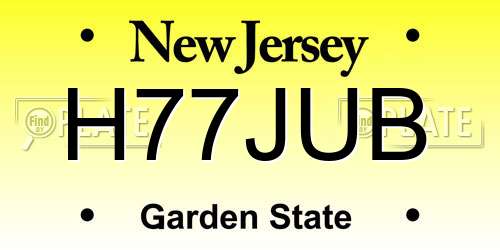 H77JUB New Jersey License Plate