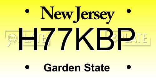 H77KBP New Jersey License Plate