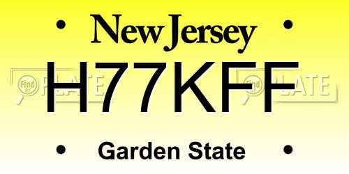 H77KFF New Jersey License Plate
