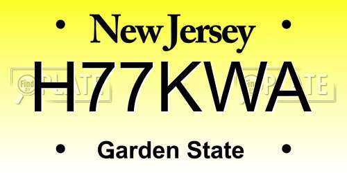 H77KWA New Jersey License Plate