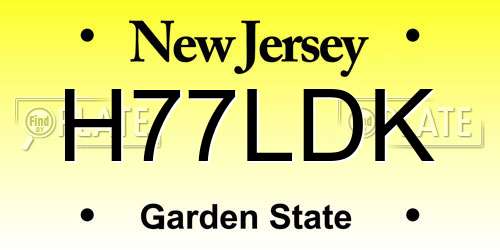 H77LDK New Jersey License Plate
