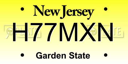 H77MXN New Jersey License Plate