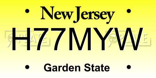 H77MYW New Jersey License Plate