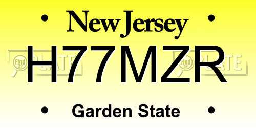 H77MZR New Jersey License Plate
