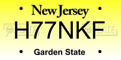 H77NKF New Jersey License Plate