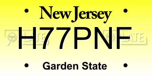 H77PNF New Jersey License Plate
