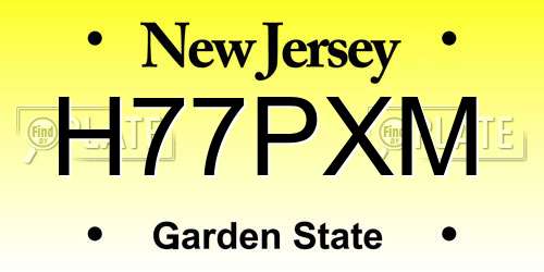H77PXM New Jersey License Plate