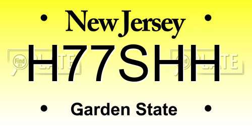 H77SHH New Jersey License Plate
