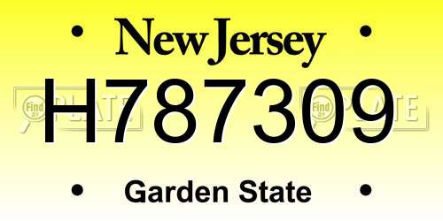 H787309 New Jersey License Plate