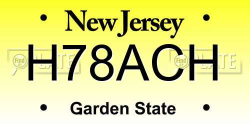 H78ACH New Jersey License Plate