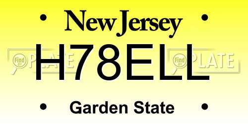 H78ELL New Jersey License Plate