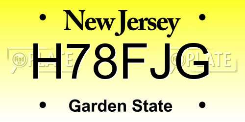 H78FJG New Jersey License Plate