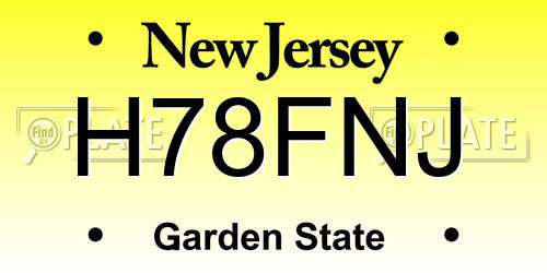 H78FNJ New Jersey License Plate
