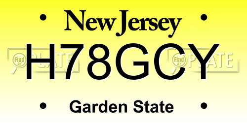 H78GCY New Jersey License Plate