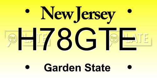 H78GTE New Jersey License Plate