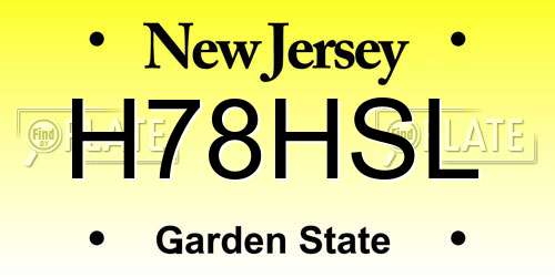 H78HSL New Jersey License Plate
