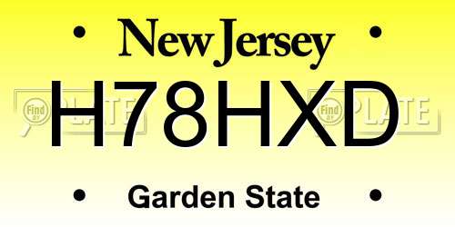 H78HXD New Jersey License Plate