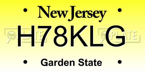 H78KLG New Jersey License Plate