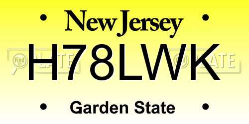 H78LWK New Jersey License Plate
