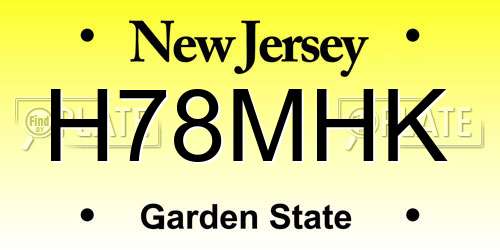 H78MHK New Jersey License Plate