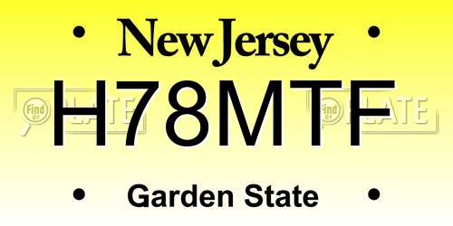 H78MTF New Jersey License Plate