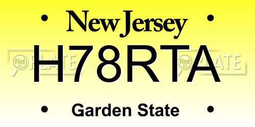 H78RTA New Jersey License Plate