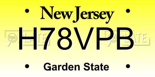 H78VPB New Jersey License Plate