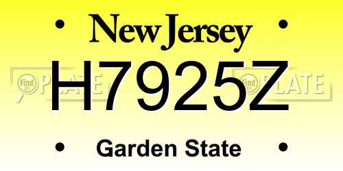 H7925Z New Jersey License Plate