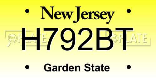 H792BT New Jersey License Plate