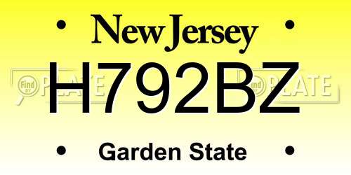 H792BZ New Jersey License Plate