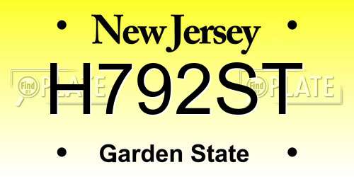 H792ST New Jersey License Plate