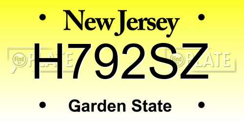 H792SZ New Jersey License Plate