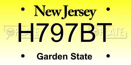 H797BT New Jersey License Plate
