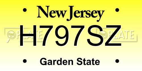 H797SZ New Jersey License Plate