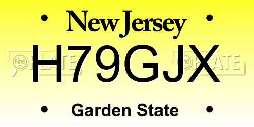 H79GJX New Jersey License Plate