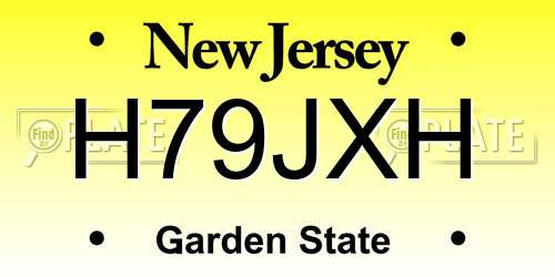 H79JXH New Jersey License Plate