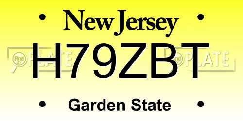 H79ZBT New Jersey License Plate