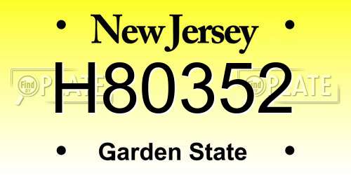 H80352 New Jersey License Plate