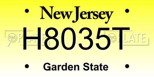 H8035T New Jersey License Plate