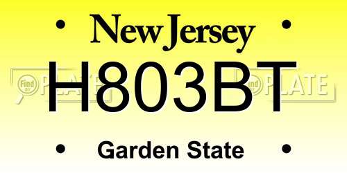 H803BT New Jersey License Plate