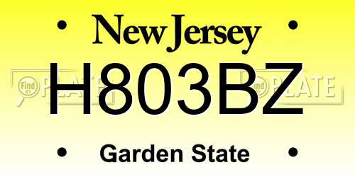 H803BZ New Jersey License Plate