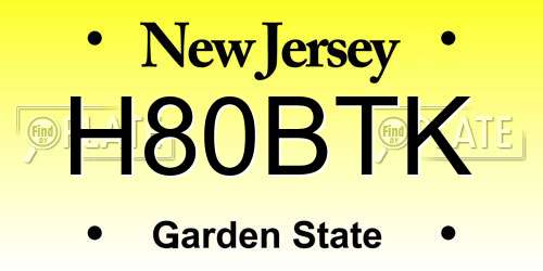 H80BTK New Jersey License Plate